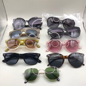 Bundle lot 9 trendy fashion sunglasses variety of brands and styles.